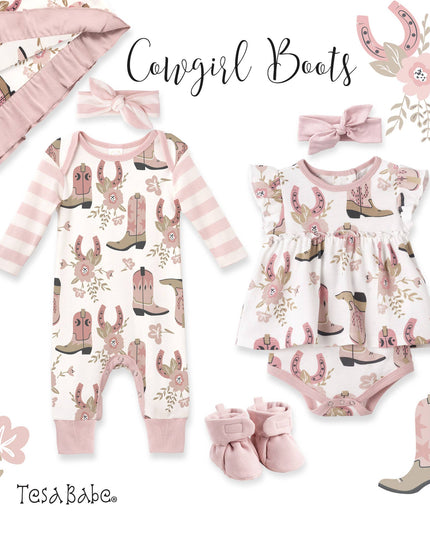 Western Cowgirl Boots Baby Cotton Romper