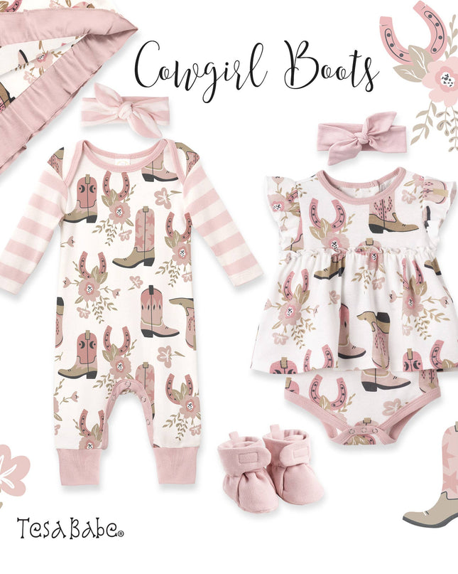 Western Cowgirl Boots Baby Cotton Romper