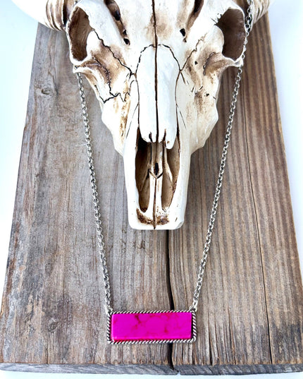 Western Style Stone Bar Pendant Necklace