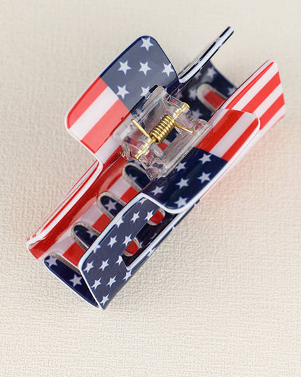 American Flag Print Square Claw Clip