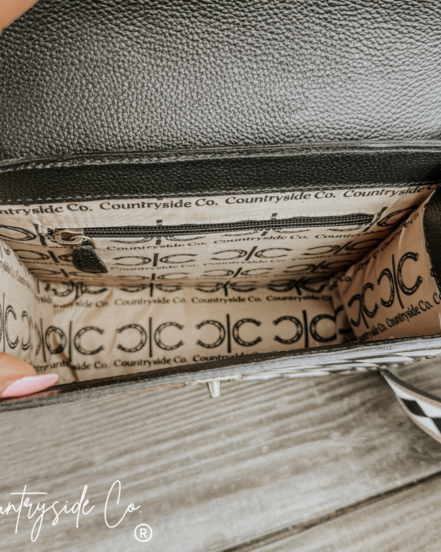 Melrose Tooled Leather Checkered Handbag