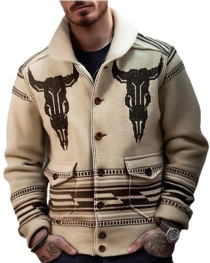 Men's Jacquard Knit Cardigan Jacket Casual Outerwear