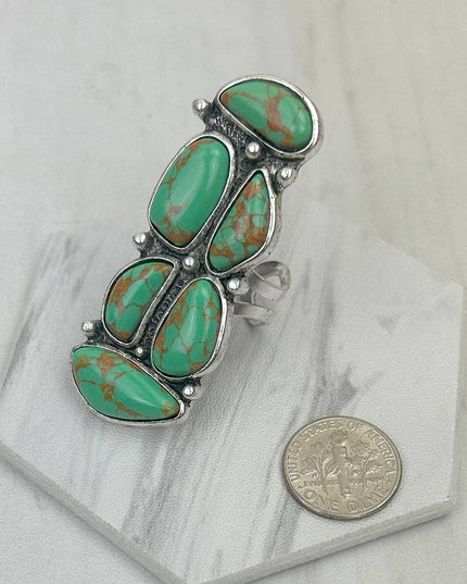 RGY241130-04-GREEN                     Silver metal with green turquoise stone Ring