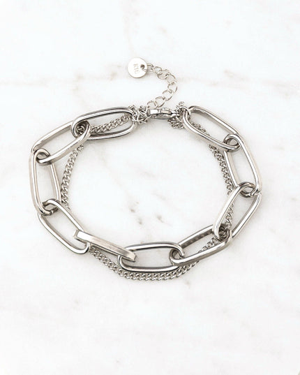 18K STAINLESS STEEL LAYERED PAPERCLIP BRACELET