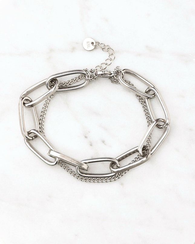18K STAINLESS STEEL LAYERED PAPERCLIP BRACELET