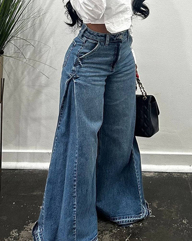 Wide-Leg High-Waist Casual Pants