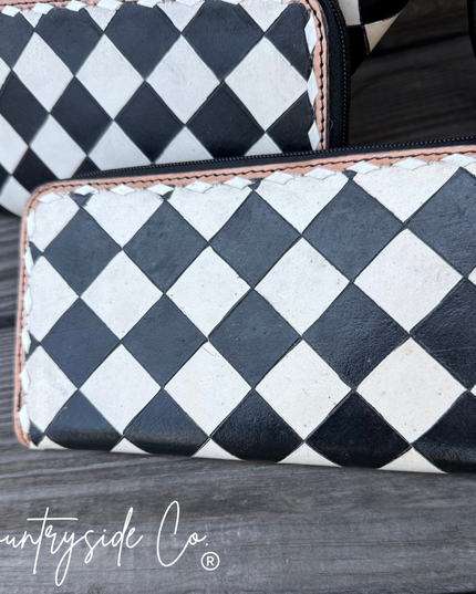 Avenue Checkered Leather Wallet