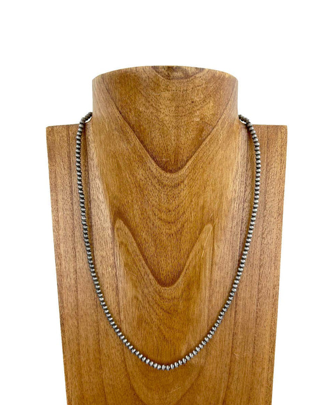 NKS230603-35-SILVER      22 Inches 4mm silver Navajo pearl bead Necklace