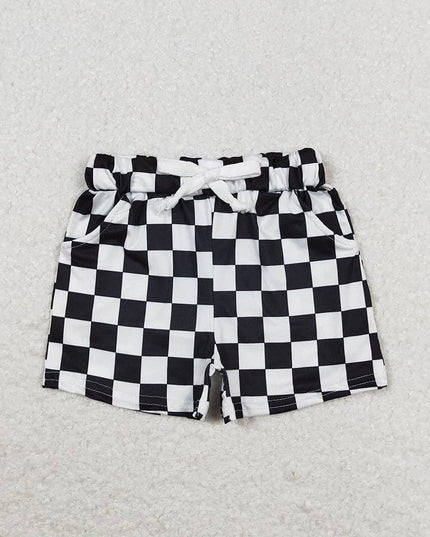 Baby Boys Black Checkered Pockets Shorts
