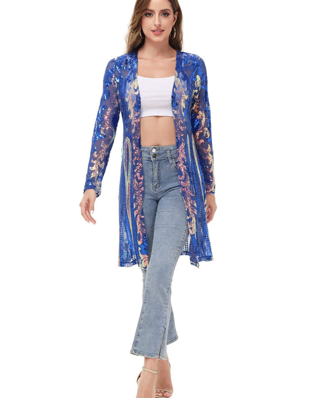 Women's Sparkly Sequin Cardigan Long Sleeve Open Front