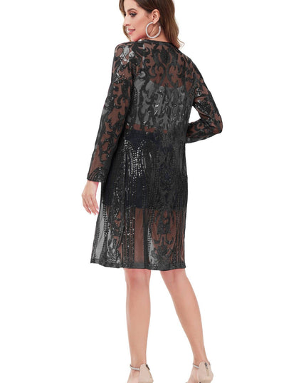 Women's Sparkly Sequin Cardigan Long Sleeve Open Front