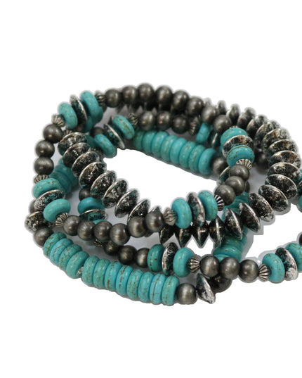 5 Strand Turquoise and Silver Assorted Bracelet