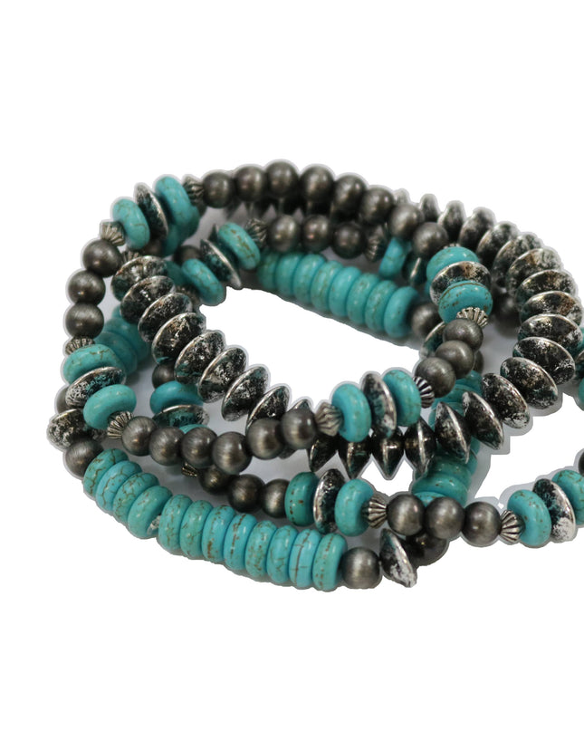 5 Strand Turquoise and Silver Assorted Bracelet