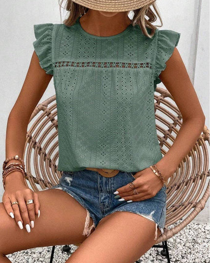 Summer Lace Ruffle Sleeve Top for Women - Casual and Stylish