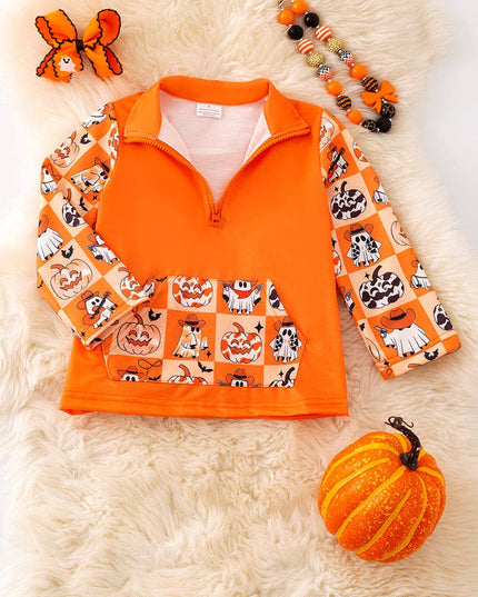 Multi-printed Halloween pullover. TPG50984