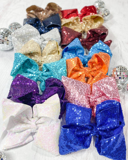 Sequin Texas Size Hair Bows - Alligator Clip - 6.5"