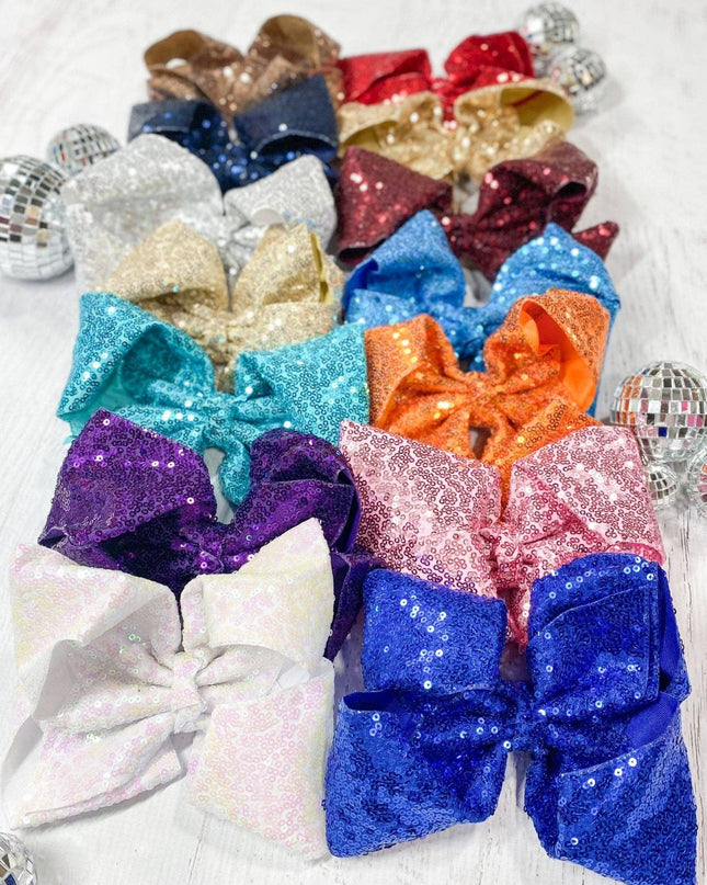 Sequin Texas Size Hair Bows - Alligator Clip - 6.5"