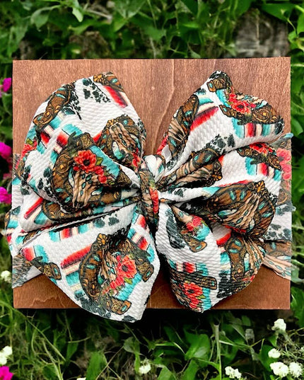 HORSESHOE & COW SKULL PRINTED HEADBAND. F-DLH2360K