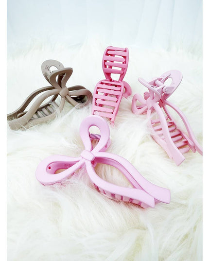 Assorted Pink and Taupe Shades of Bow Clip