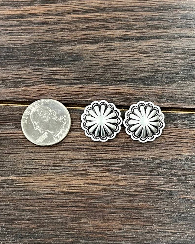 723112, Brass Concho Stud Earrings