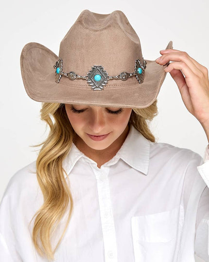 Turquoise Stud Concho Belt Western Cowboy Hat