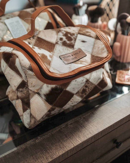 BOHO LUXE TOILETRY bag Genuine Hair On travel storage 