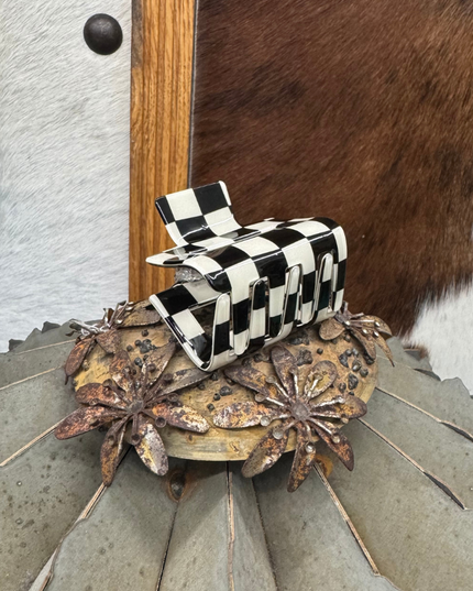 Mini Checked Funky Black Clip