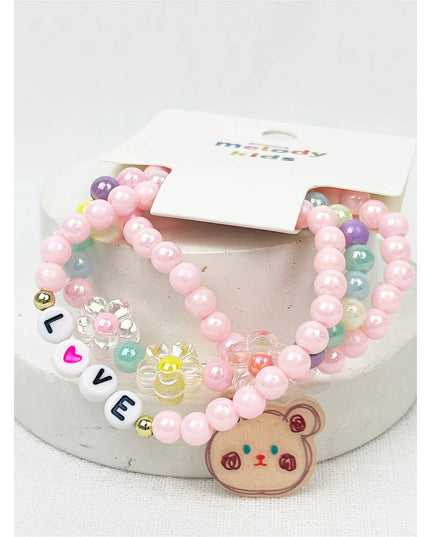 Love and Bear Theme Kids Layering Bracelet Set