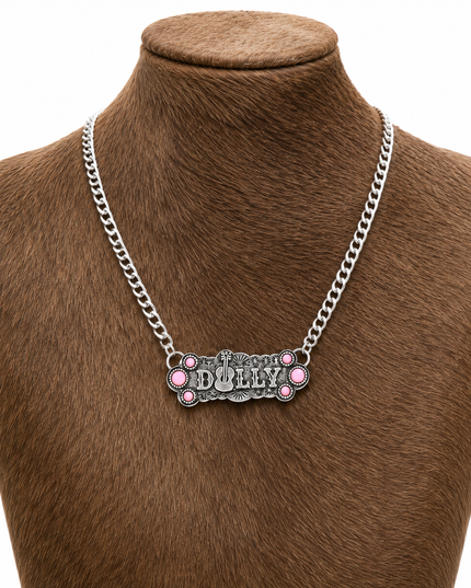 Western Style Turquoise Dolly Guitar Bar Pendant Necklace