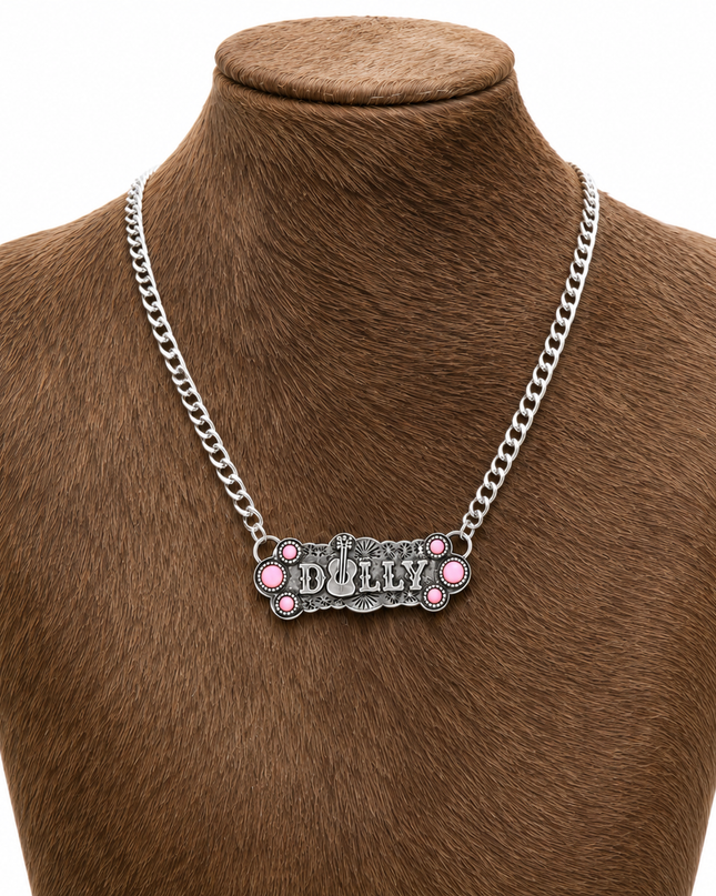 Western Style Turquoise Dolly Guitar Bar Pendant Necklace