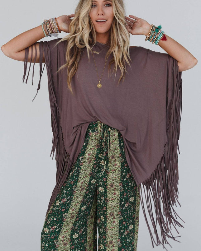 Western Showstopper Fringe Top - Mocha