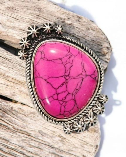 Let's Make A Statement Stretch One Size Fashion Crackle Stone Ring