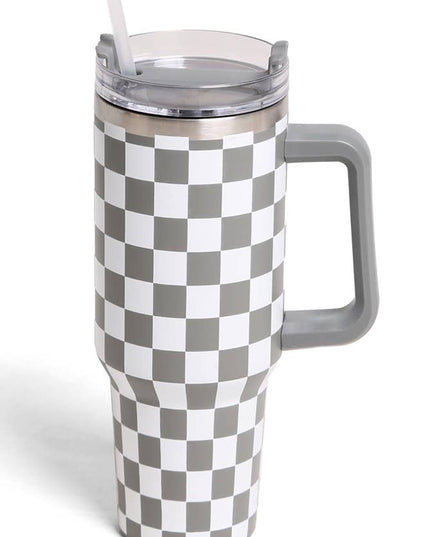 Checkered 40oz Handle Tumbler