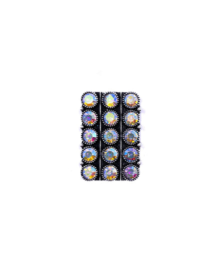 Western Crystal Bubble Rectangle Cuff Ring