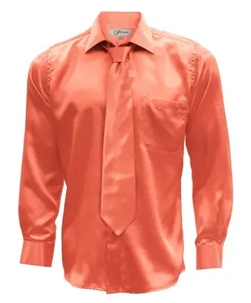 Ferrecci - Men's Regular Fit Satin Shirt, Tie & Hanky Set