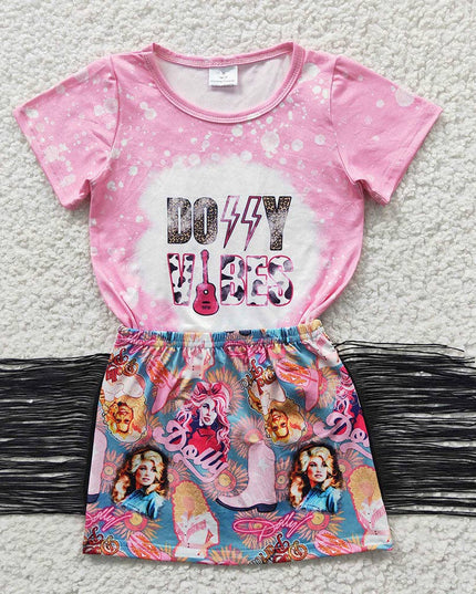 Sibling Baby Girls Western Top Tassel Skirts Outfits Sets