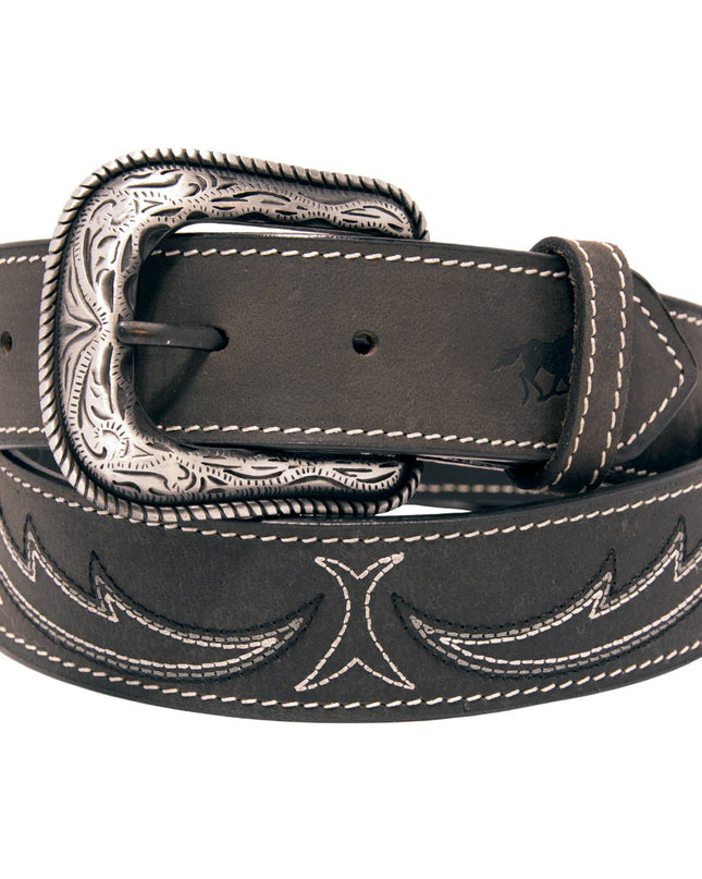 Stitched Top Grain Leather Belt