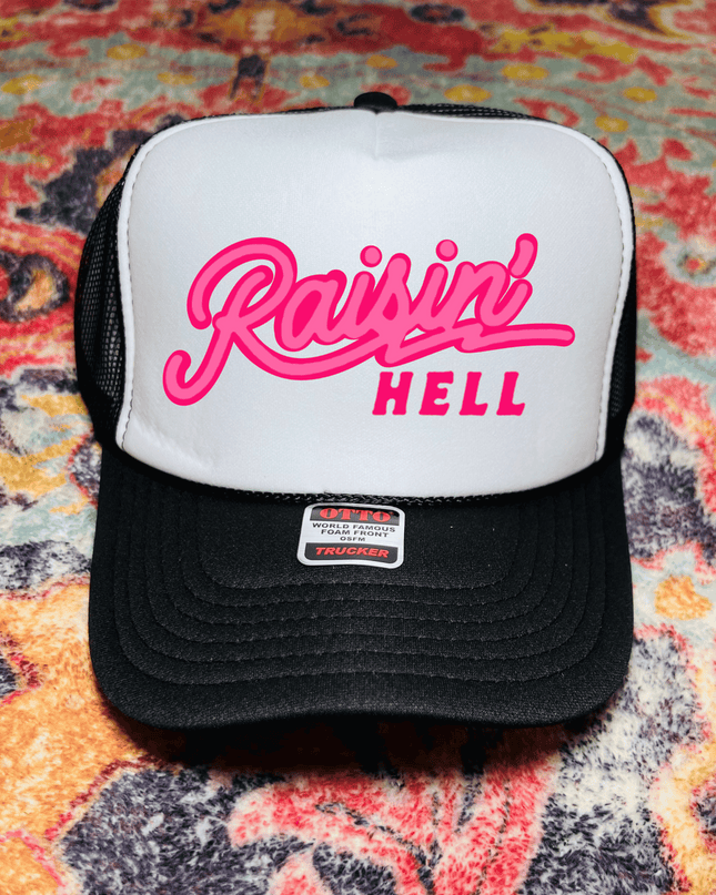 Raising Hell Neon Pink trucker hat