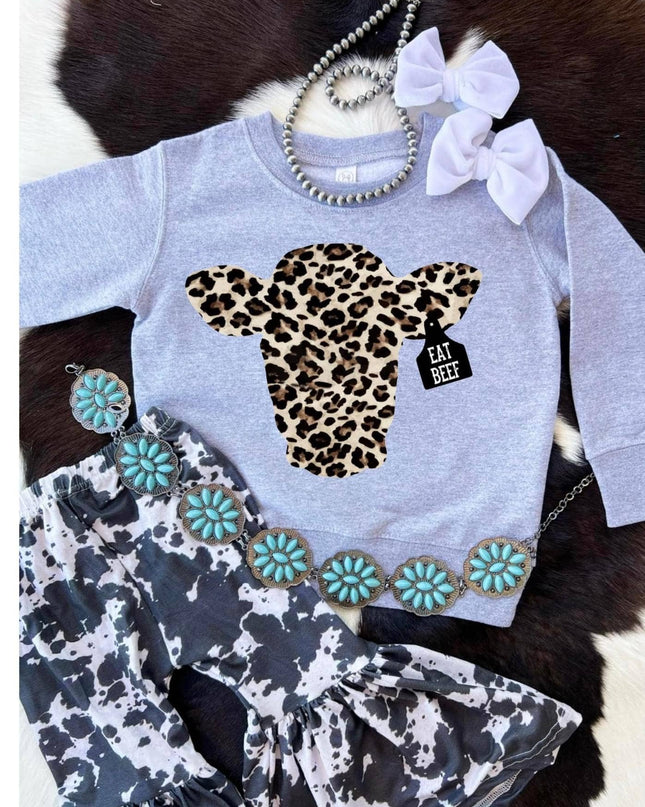 Eat beef leopard sweatshirt