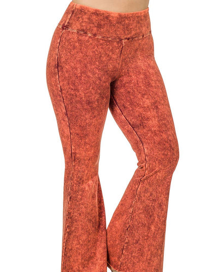 PLUS SIZE MINERAL WASHED HIGH WAIST RAW EDGE HEM PANTS