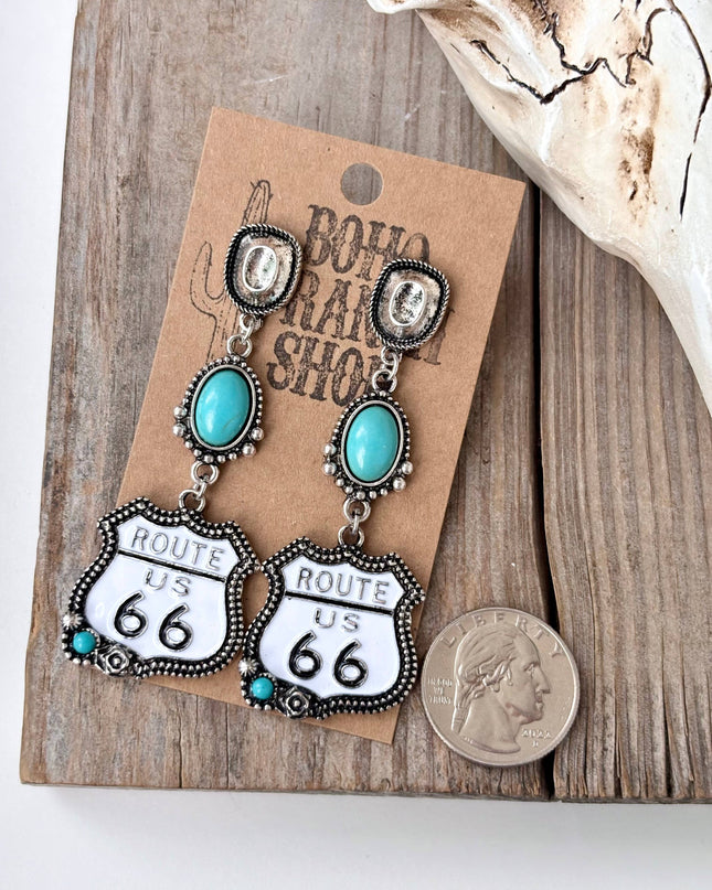 3 Tier Western Style Turquoise Stone Post Drop Earrings