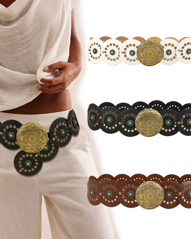 Studded Circular Disc Snap Y Shape Punk Belt | 40BT657