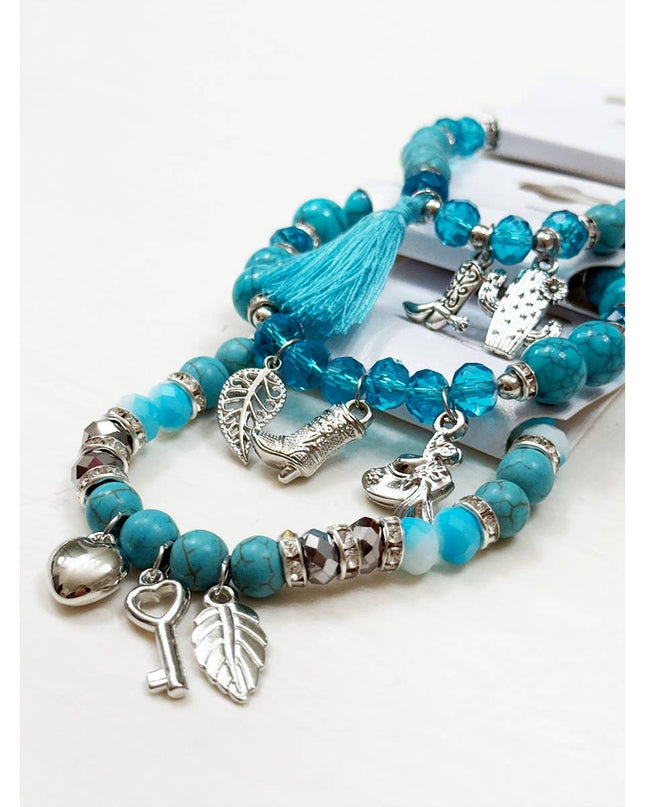 Western Boho Mix Charms Turquoise Theme Bracelets