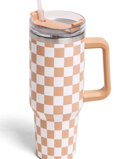 Checkered 40oz Handle Tumbler