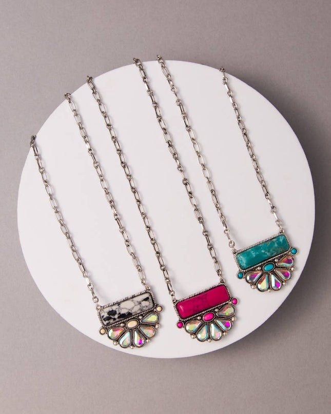 Western Turquoise Bar Pendant Necklace