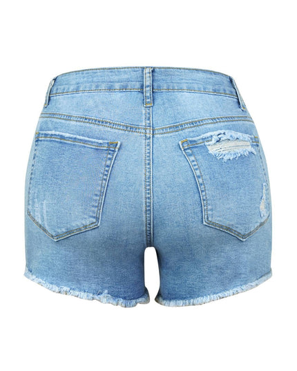 Stretch ripped denim shorts