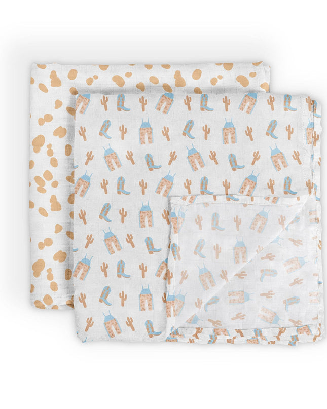 Swaddle Blanket Set Howdy Partner Blue