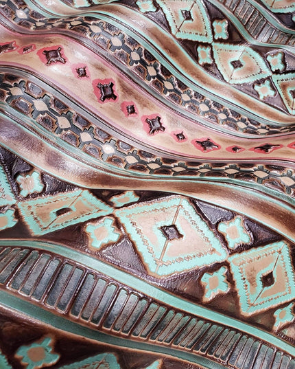 **Rectangle Turquoise Navajo Leather Belt Buckle 901g