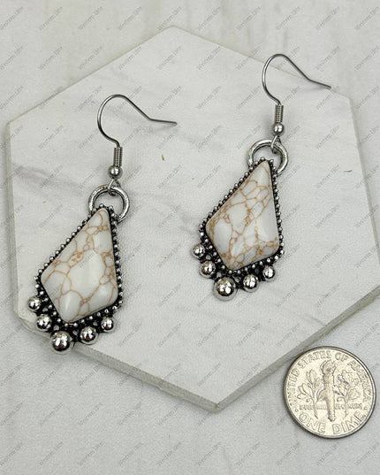 CER240805-05-SILVER-BLUE          Silver metal with blue turquoise stone Earrings