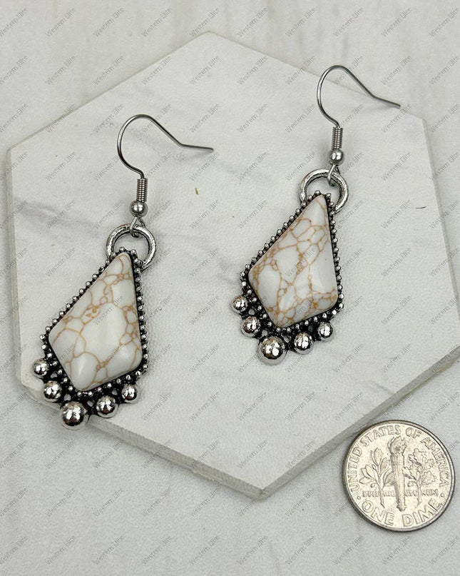 CER240805-05-SILVER-BLUE          Silver metal with blue turquoise stone Earrings